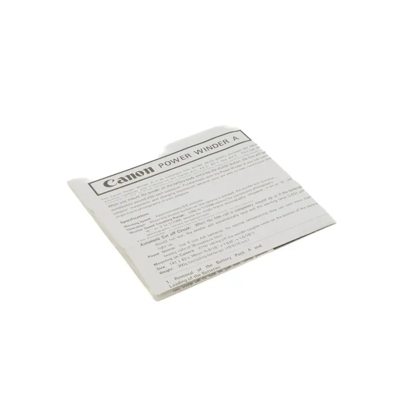 Canon Power Winder A Data Sheet
