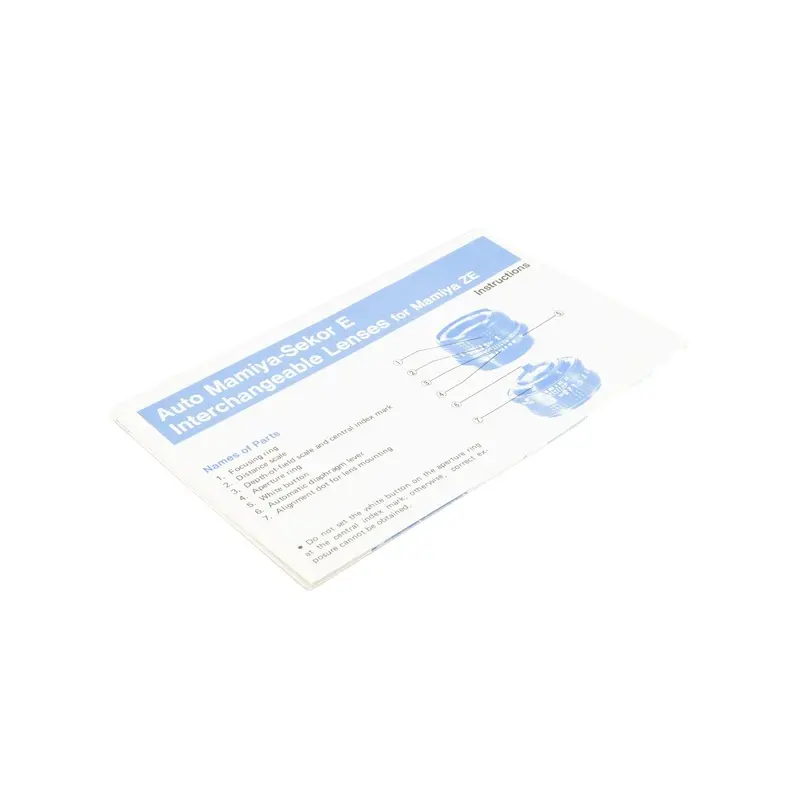 Mamiya Auto Sekor E Interchangeable Lenses Brochure