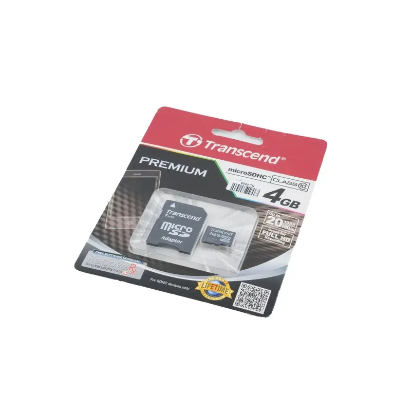 Transcend 4 GB Micro SDHC Memory Card & SD Adapter
