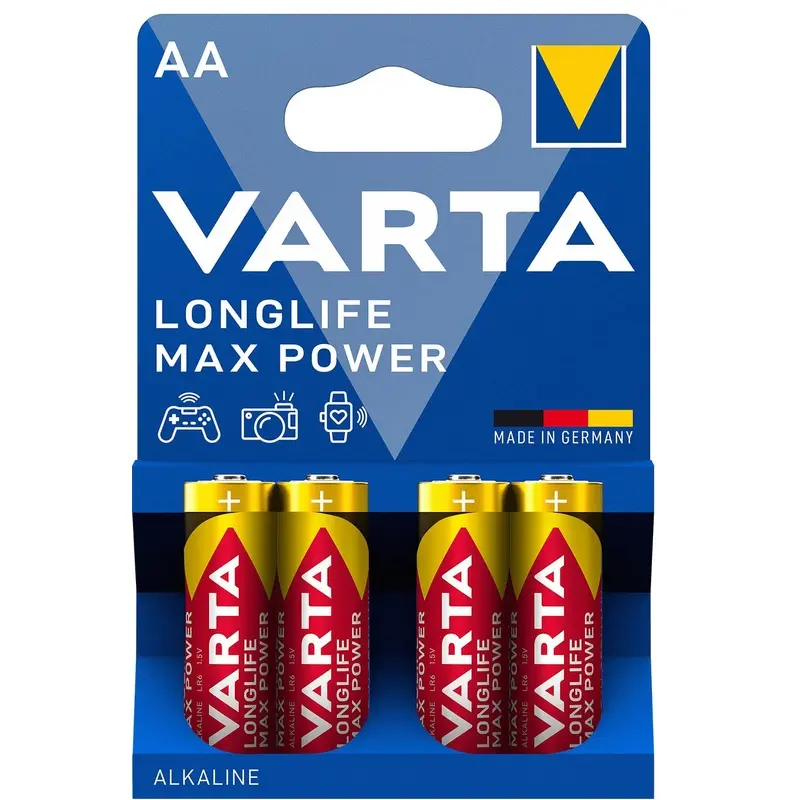 Varta 1x4 AA 1.5V Longlife Max Power Alkaline Batteries