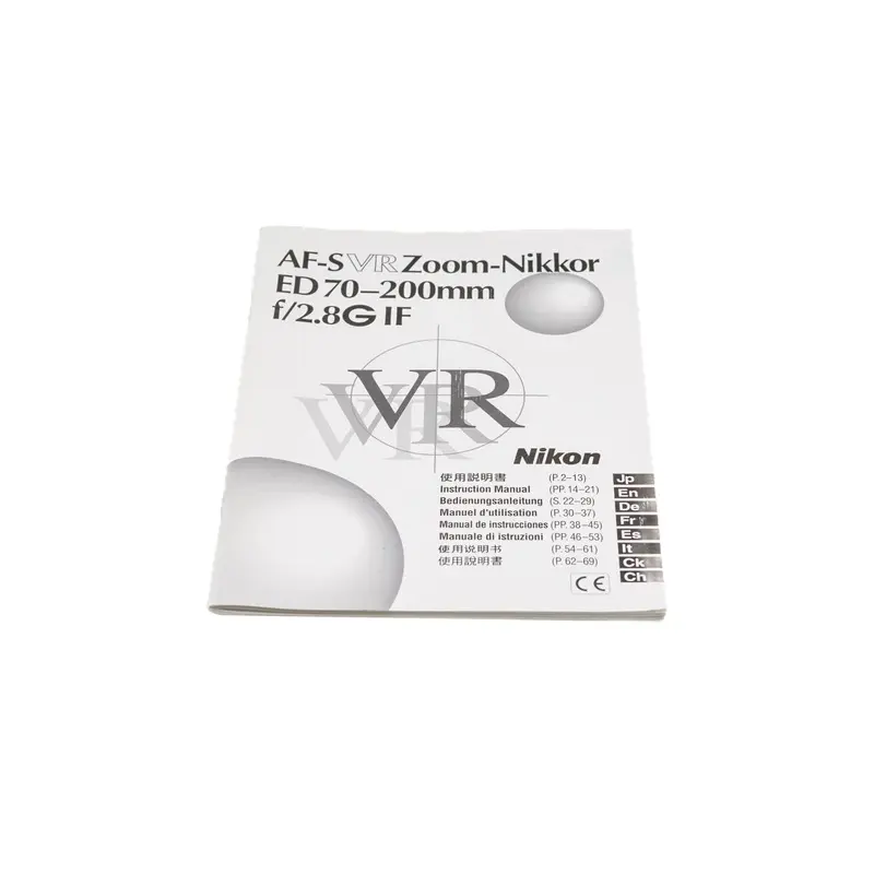 Nikon 70-200mm f2.8 G ED-IF AF-S VR-Nikkor Instructions