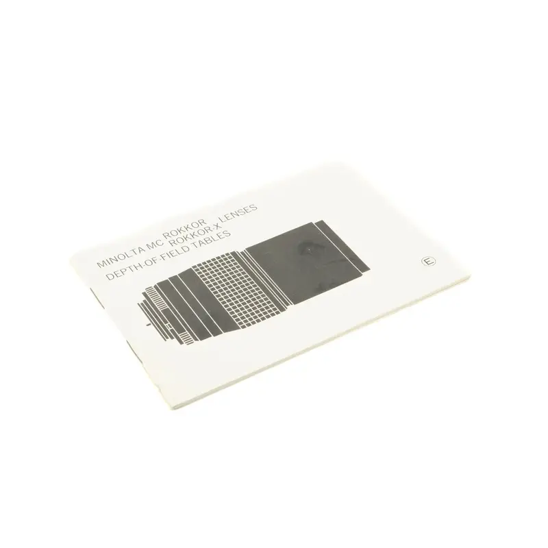 Minolta MC Rokkor/Rokkor-X Lens Depth Of Field Table Instructions