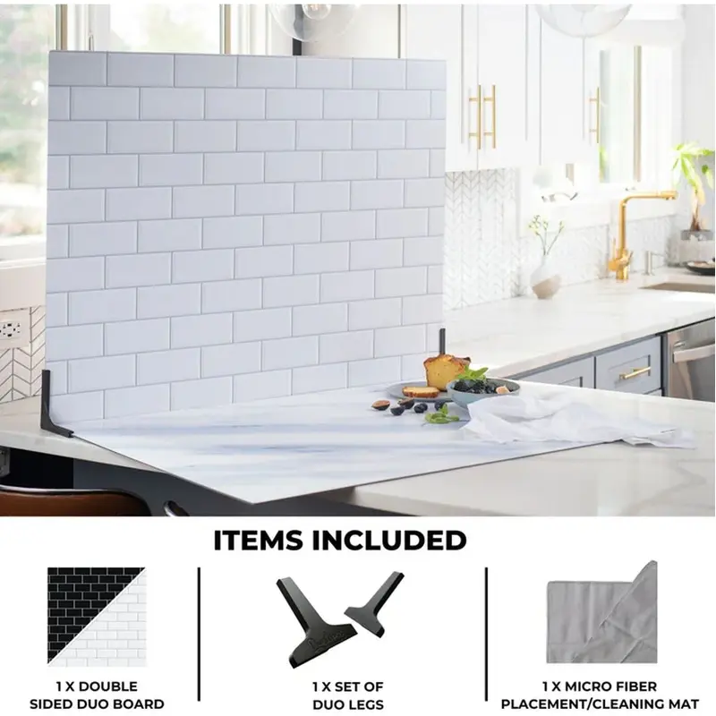 V-Flat World White Subway Tile/Ebony Subway Tile