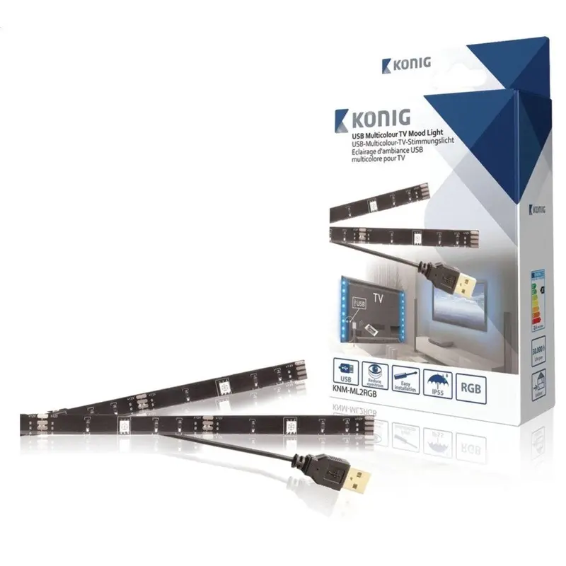 Konig KNM-ML2RGB USB TV-mood light LED 2 strips 50 cm RGB