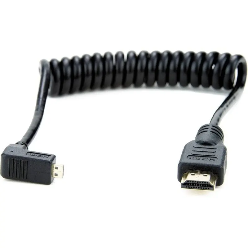 Atomos Coiled Right-Angle Micro HDMI to HDMI Cable - 30 to 45cm