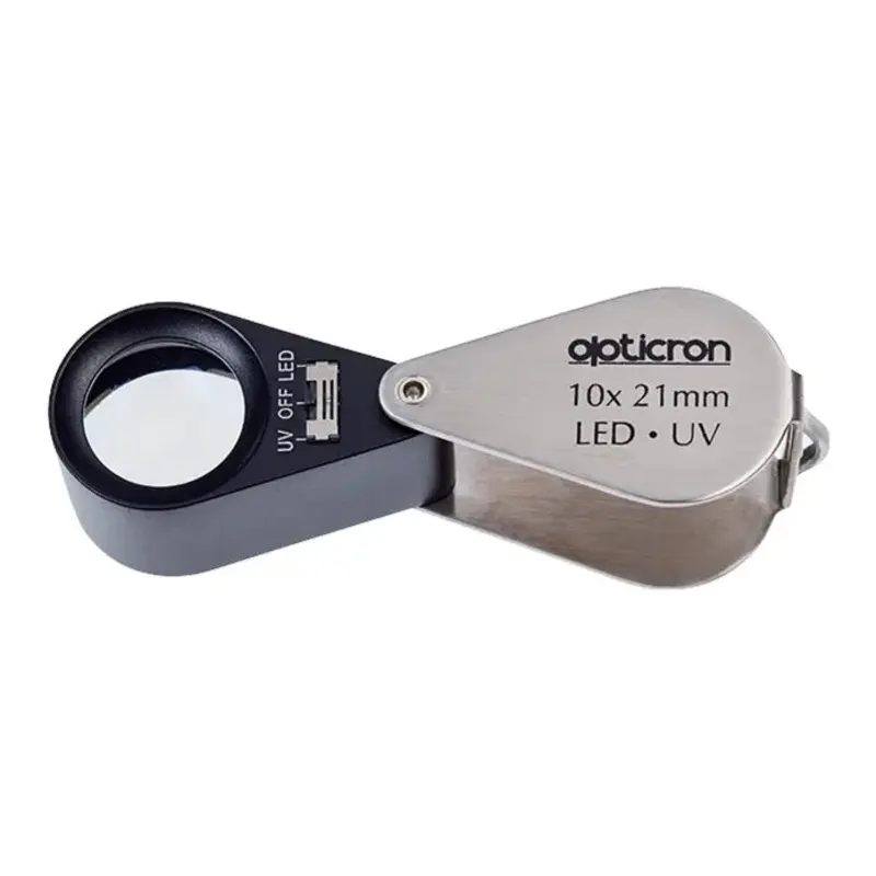 Opticron LED & UV Folding Metal Loupes 10x 21mm (0.8")