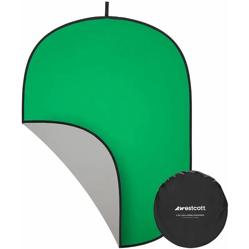 Westcott Collapsible 2-in-1 Grey & Green Screen Backdrop (5' x 6.5') 336