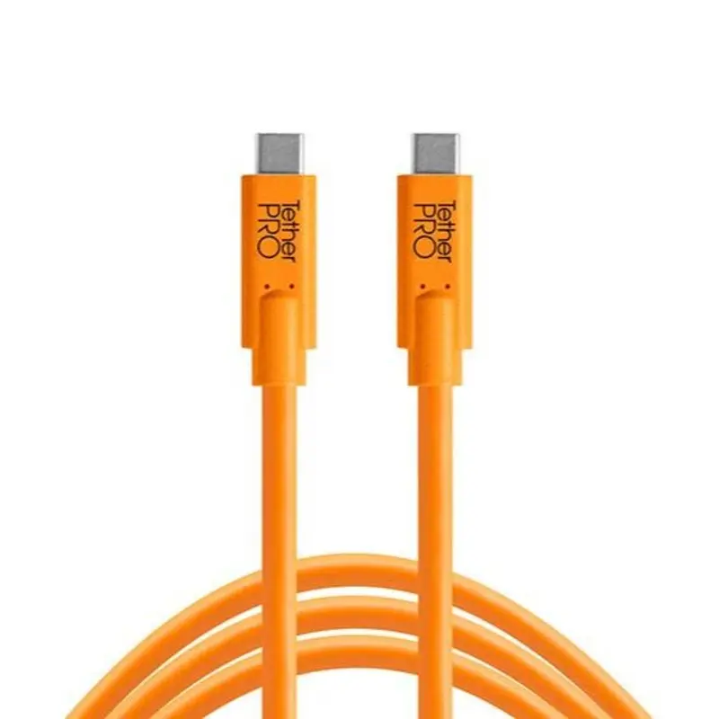 Tether Tools TetherPro USB-C to USB-C, 15' (4.6m), High-Visibility Orange