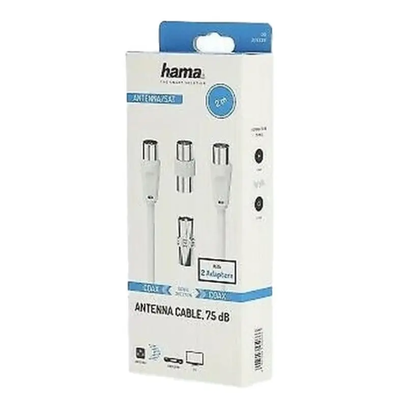 Hama 3-Part Antenna Connection Kit - 2 Metre Antenna Cable + 2x Coax Adapters