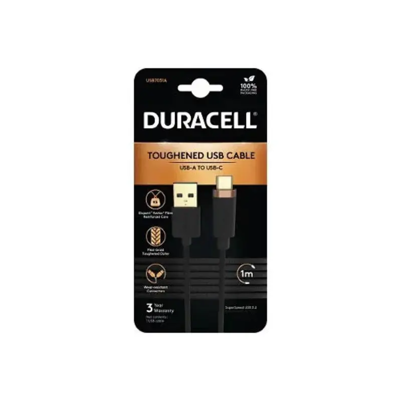 Duracell USB-A - USB-C 3.2 Gen1 Braided 1m