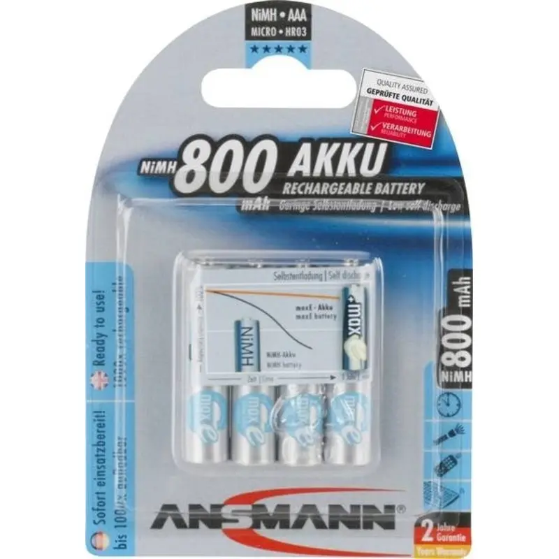Ansmann Rechargeable AAA Battery 800 mAh - 4 Pack