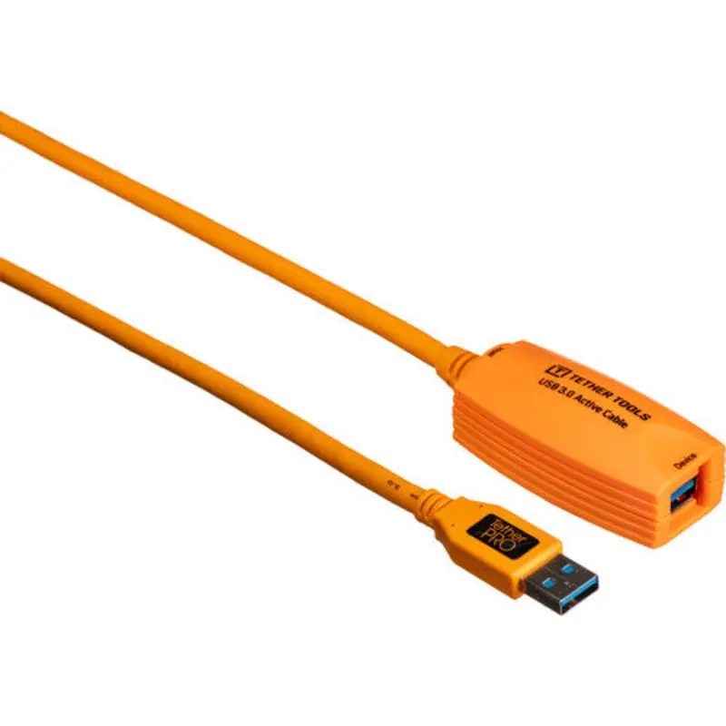 TetherPro USB 3.0 to USB Female Active Extension, 16' (5m), High-Visibility Orange