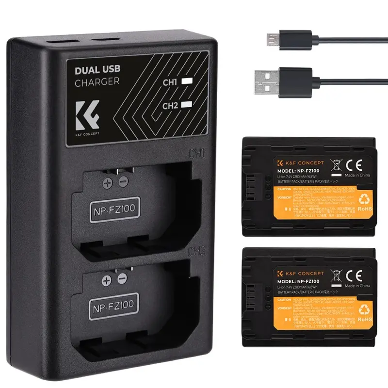 K&F Concept NP-FZ100 sony battery and dual slot battery charger kit