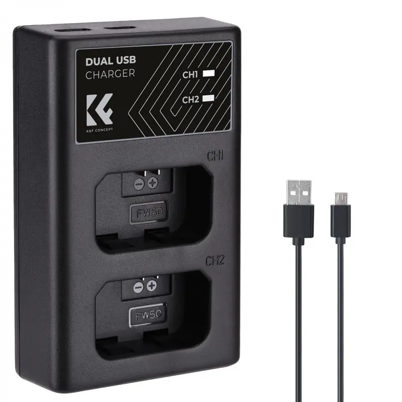 K&F Concept Sony NP-FW50 Dual Slot Quick Battery Charger