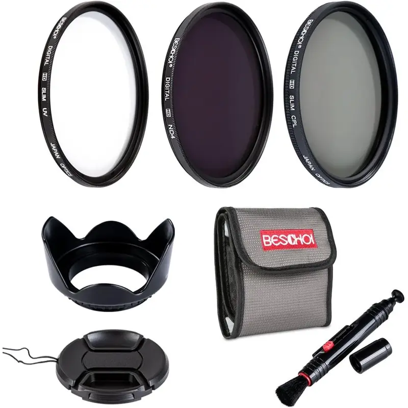 Beschoi 58mm High-Precision Lens Filter Kit (UV CPL ND4)  Professional Kit