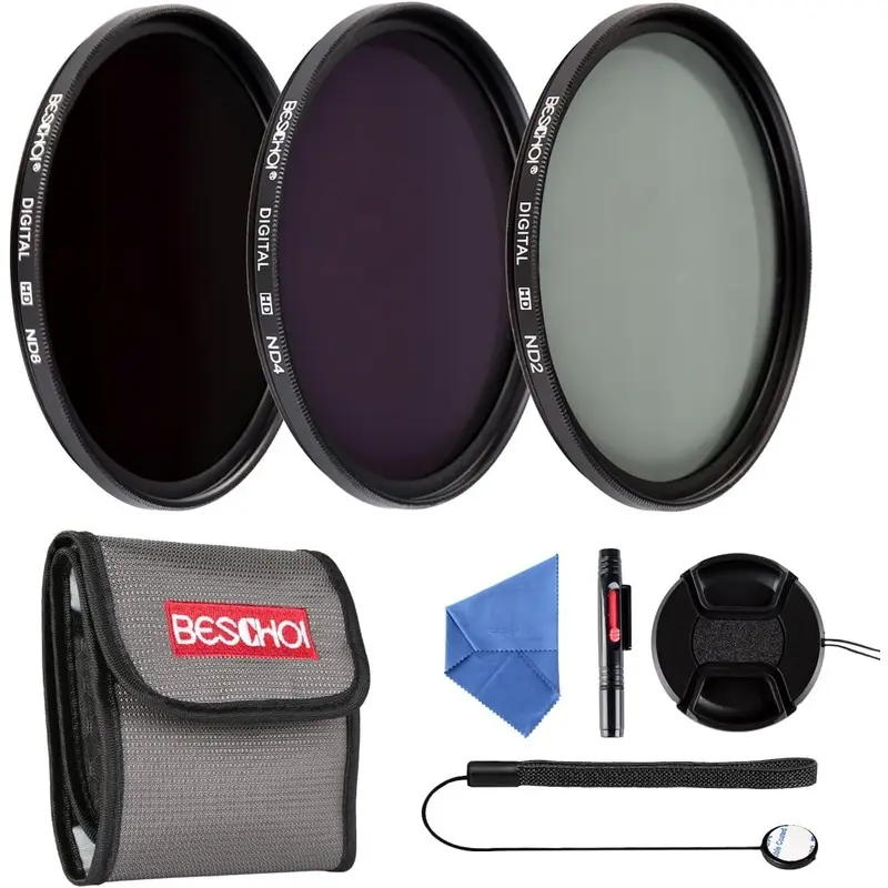 Beschoi 77MM Neutral Density ND Filter Set (ND2 ND4 ND8), Camera Lens Accessory Kit
