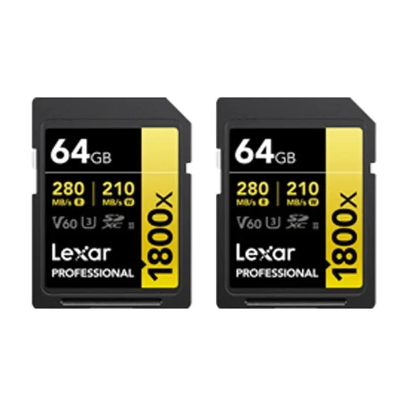 Lexar Professional 1800x SDXC UHS-II Card GOLD Series - 64gb Twin Pack