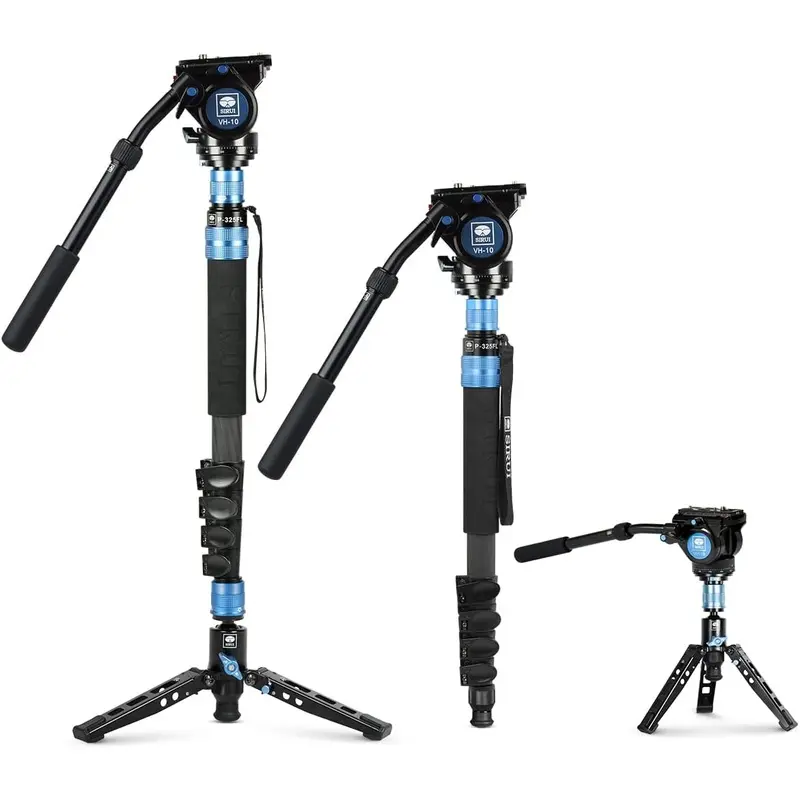 SIRUI P-325FL Carbon Fiber Camera Monopod Kit with VH-10 Fluid Video Head