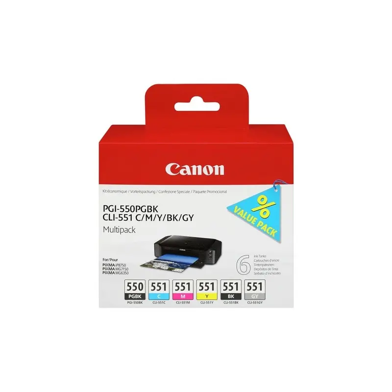 Canon PGI-550 & CLI-551PG Pixma Ink Cartridges - Black & Colour