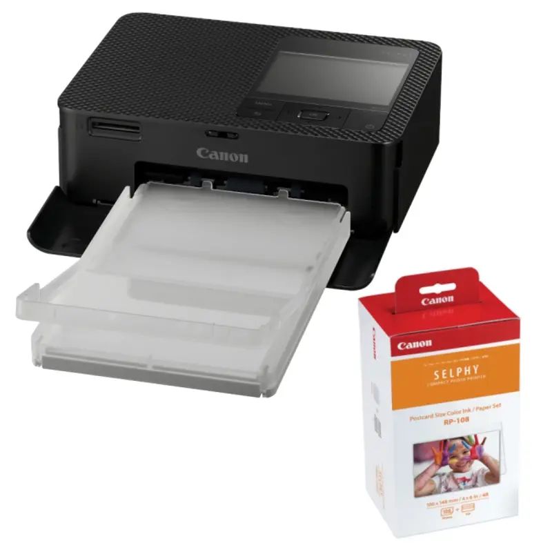 Canon Selphy CP1500 and Canon RP-108 Paper Kit - Black
