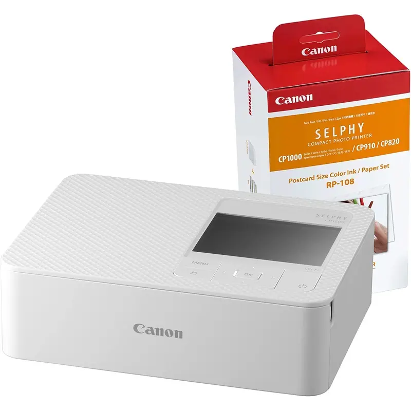Canon Selphy CP1500 and Canon RP-108 Paper Kit - White