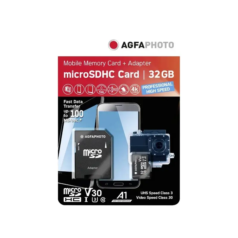 AgfaPhoto 32GB Micro SDHC UHS-1+Adapter