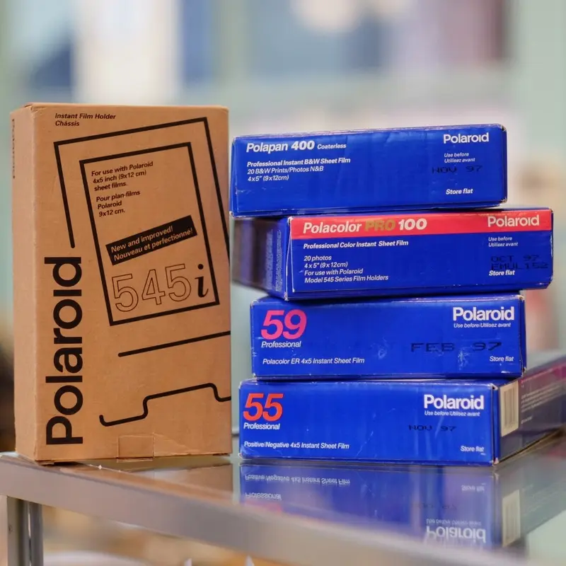 Polaroid 545i Film Holder with Expired Film