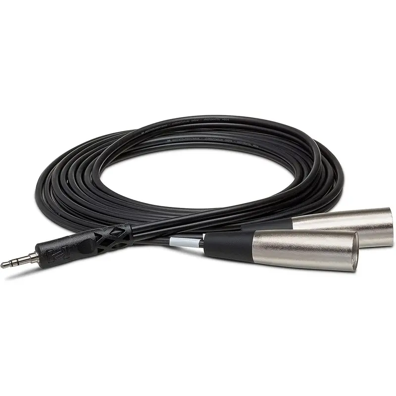 Hosa CYX403M Stereo Miniphone 3.5mm Male To Two XLR Male Y-Cable, 9.9'