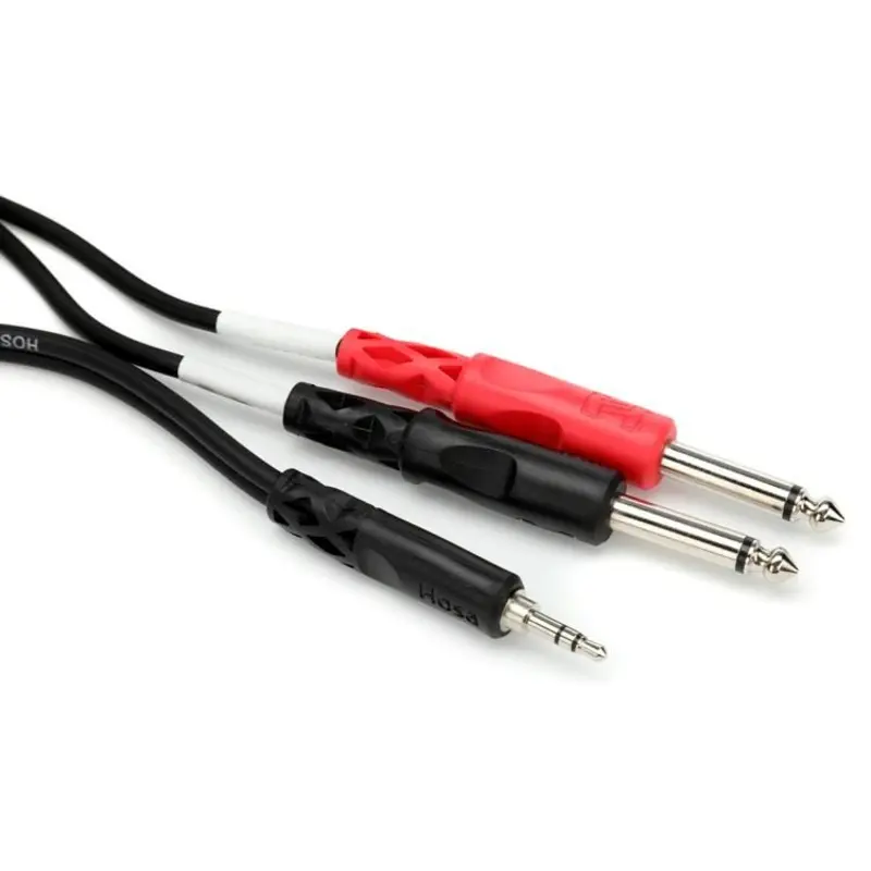 Hosa CMP153 Stereo Mini 3.5mm Male To Two Mono 1/4'' Male Insert Y-Cable, 3'