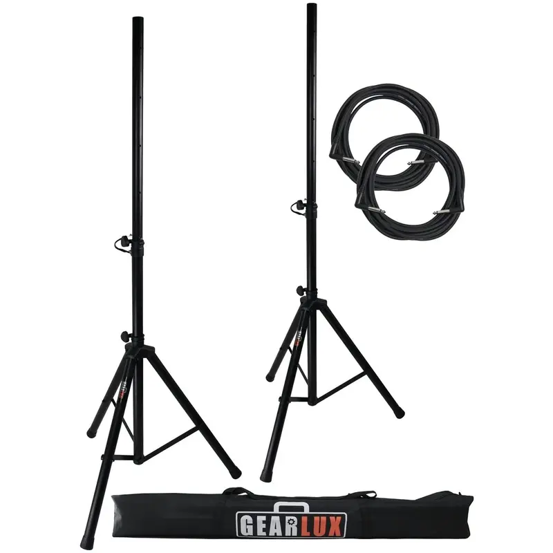 Gearlux Tripod Speaker Stands w/Carrying Case & Cables (Set of 2 stands)