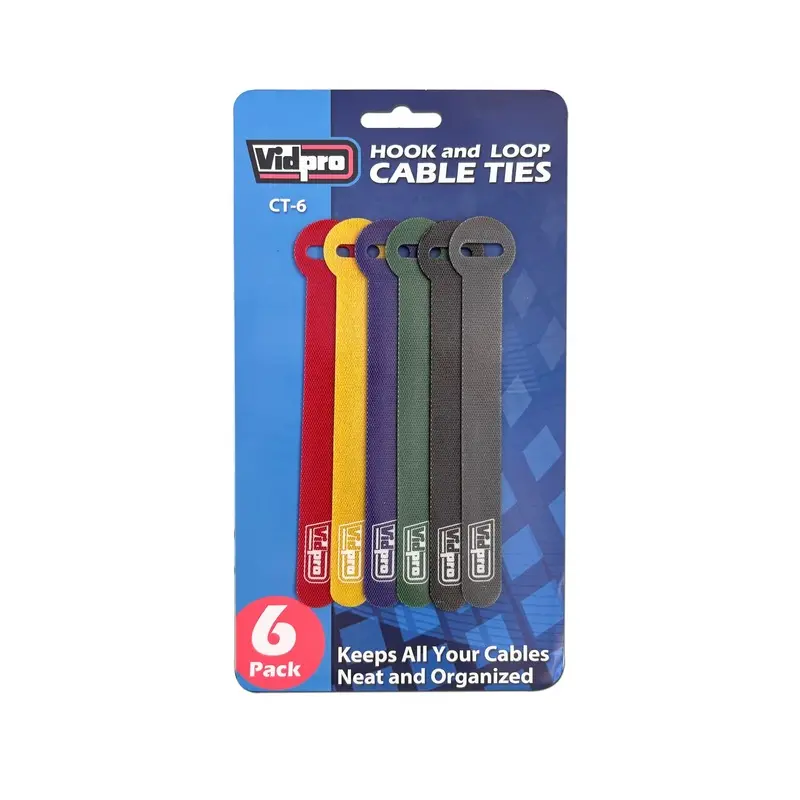 Vidpro CT6 Multicolored Hook & Loop Cable Wrap Ties 6-PACk
