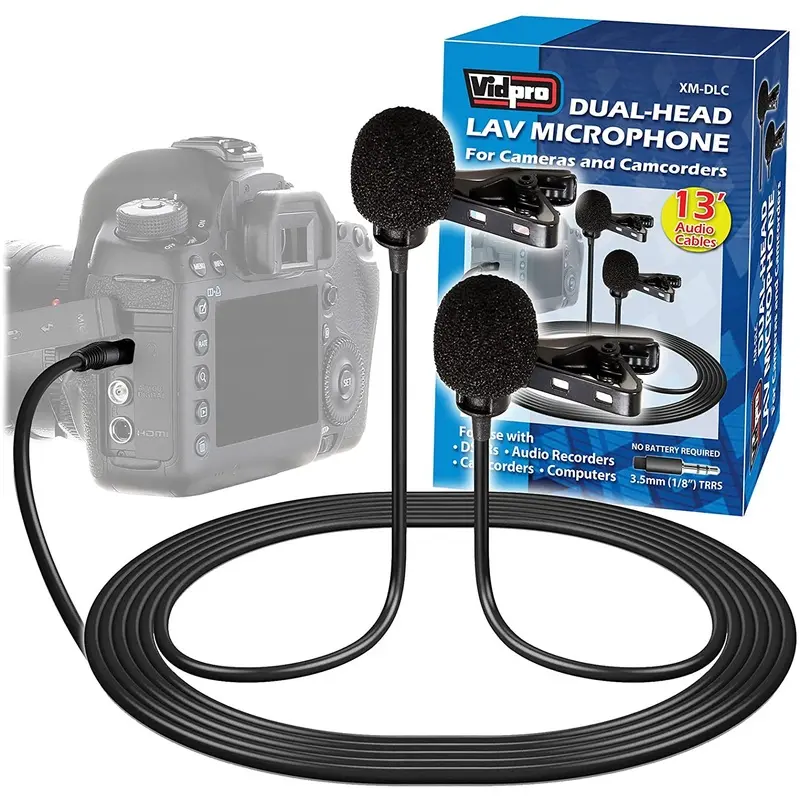Vidpro XMDLC Professional Dual-Head Lavalier Microphone