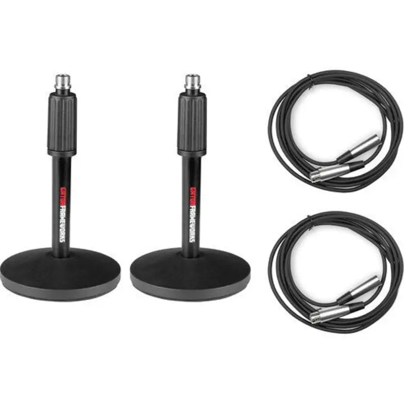 Gator Frameworks Desktop Mic Stand 2-Pack w/XLR Cables