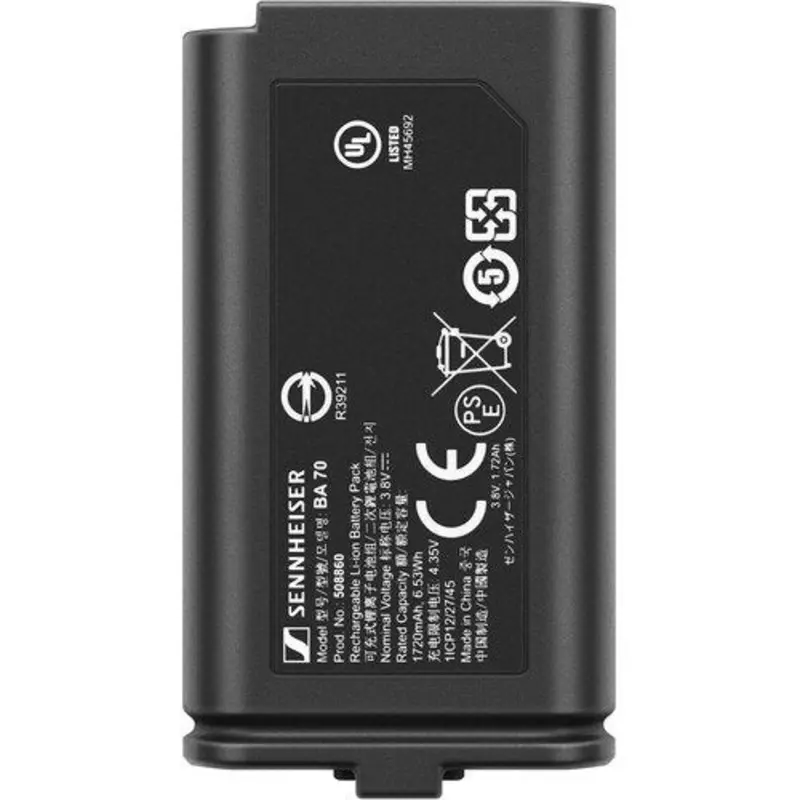 Sennheiser BA70 Rechargeable Battery Pack for EW-D Bodypack & Handheld Transmitters