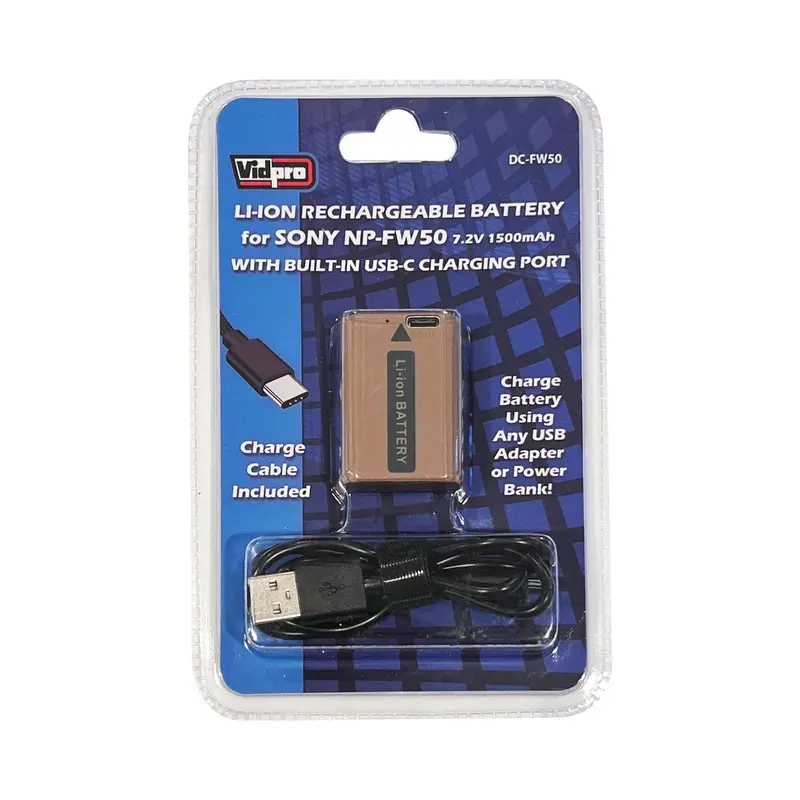 Vidpro DCFW50 Battery with Built-In USB Charging for Sony NP-FW50