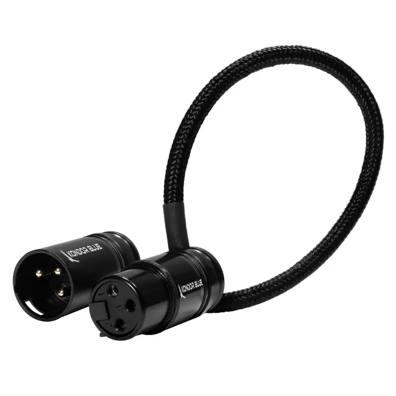 Kondor Blue 8" Straight Low Profile Right Angle XLR Cable (Raven Black)