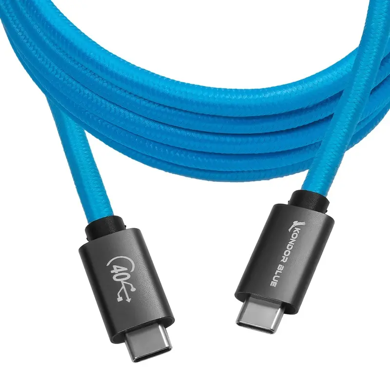 Kondor Blue Thunderbolt 4 USB 4.0 Type C Cable Blazing 40G Speeds 5A 100W Straight 6'